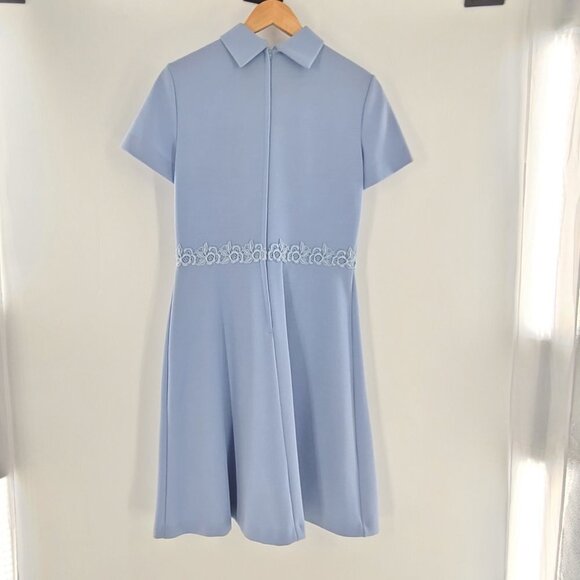 Bleeker Street Sky Blue Cap Sleeves Lace Trim Around The Waist sz 14 Union made - Picture 9 of 11